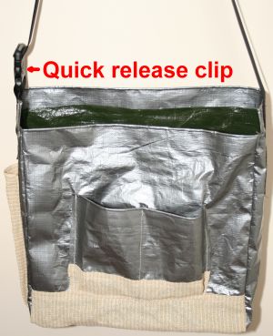 A reef bag with quick release buckle and mesh panels