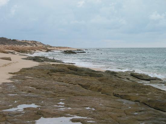 Beach and rocks south of Exmouth's Mildura Wreck, during the Exmouth Fishing Safari 2002.