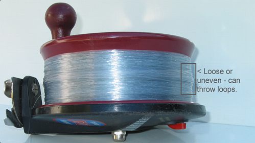 Line wound unevenly and not level on the spool of the Alvey