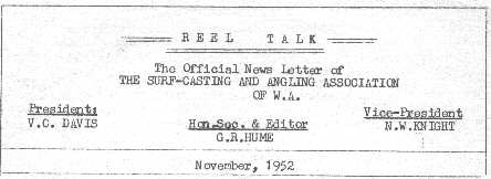  Copy of the heading on the November 1952 Reel Talk 