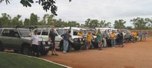 Club members line up at Minilya Roadhouse on the way to the Exmouth Fishing Safari 2002.