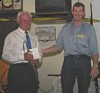  John Jardine presents Tony D'Alonzo with trophy for 2001/2 Field Day Section 3, Best Shark, Bronze Whaler, 5.2 kg. 